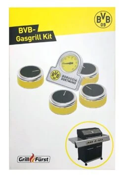 Grillfürst G591E Borussia Dortmund Edition 5-Brenner Einbaugrill Mit Heckbrenner Und Edelstahl Rosten -Grillzubehörladen BVB Gasgrill Kit