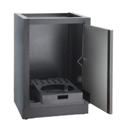 Napoleon Luxus Outdoor Küche Oasis 400 Mit Prestige Pro 825 Edelstahl Einbaugrill Ohne Vordefinierte Arbeitsplatte -Grillzubehörladen Napoleon Gasflaschen Unterschrank Tuer offen