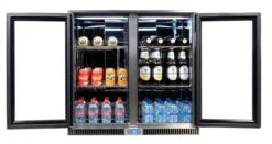 Napoleon Outdoor - Kühlschrank, 210 Liter, 2-türig Mit Doppelverglasung Und LED Beleuchtung - Wasserdicht Nach IP24 -Grillzubehörladen Napoleon Outdoor Kueche Kuehlschrank beide Tueren offen